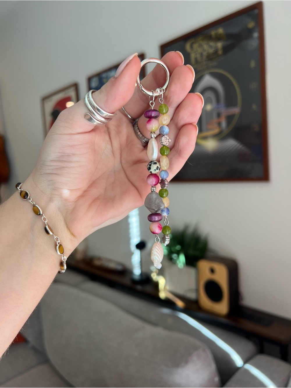 Beaded Shell Keychain Charm - Multicolor - Picture 3 of 3